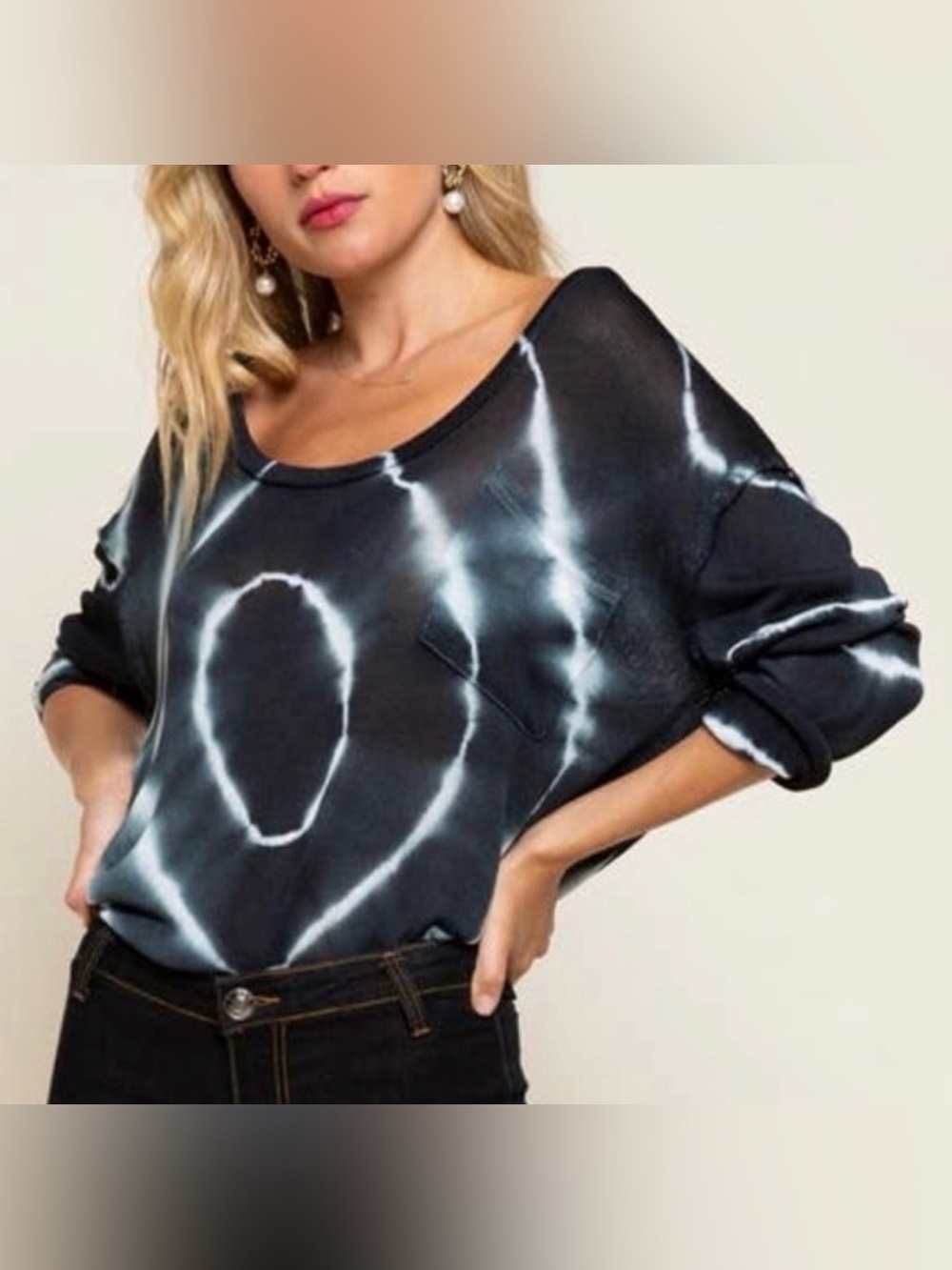 EUC POL Galaxy Swirl Lightweight Pullover Top Oversized Tie Dye Boho
